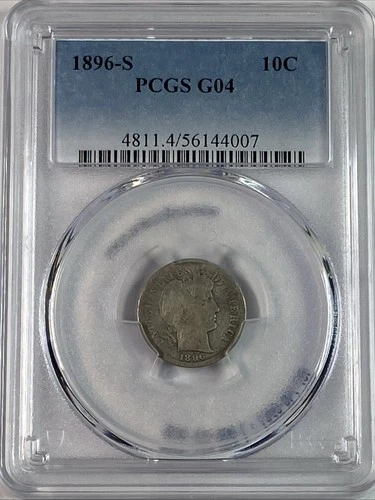 1896 S PCGS G4 - Silver Barber Dime 10c US Coin