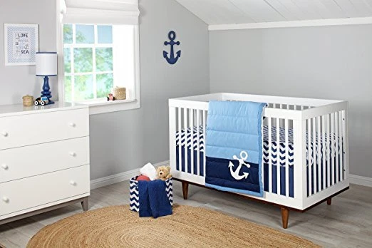 Little Love: Anchor Collection 6 pc Crib Bedding Set set by NoJo- Chevron