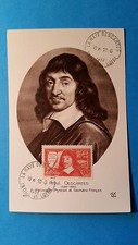 FRANCE CARTE MAXIMUM YVERT 341 DESCARTES PHILOSOPHE 90C LA HAYE 1937 L 149