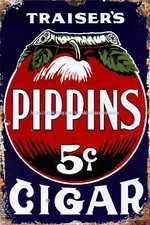Letrero de hojalata de metal Traiser's Pippins Cigars decoración del hogar artículos de regalo