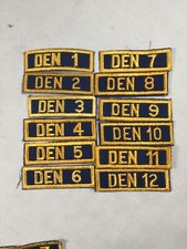 Cub Scout Set of 1-12 Den Numbers gauze plastic back BSA Rank Patch