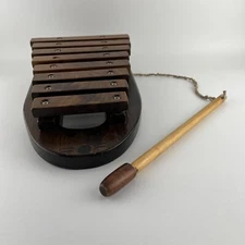 Xylophone Instrument Wooden 8 Note Bar Wood Music Mallet Mouse Animal VIDEO VTG