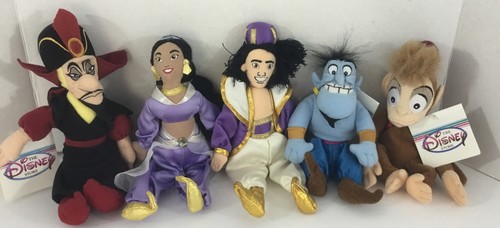 Disney Beanie Babies Aladdin 5 Jasmine Aladdin Jafar Genie & Abu! - Imagen 1 de 3