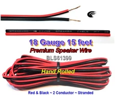 15' ft Red Black 18 Gauge SPEAKER WIRE Cable Home Car Audio Wiring 12V DC Power
