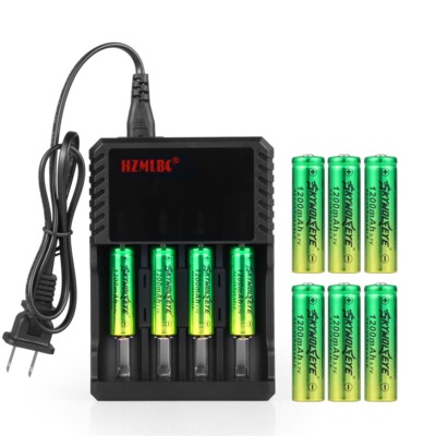 Skywolfeye 14500 Battery 1200mAh 3.7V Rechargeable Cell Batteries Charger LOT