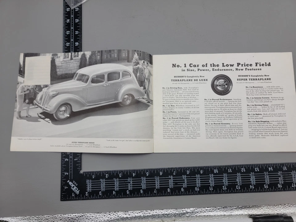 Hudson Terraplane 1937 línea completa grande color folleto catálogo Foto 4 de 4