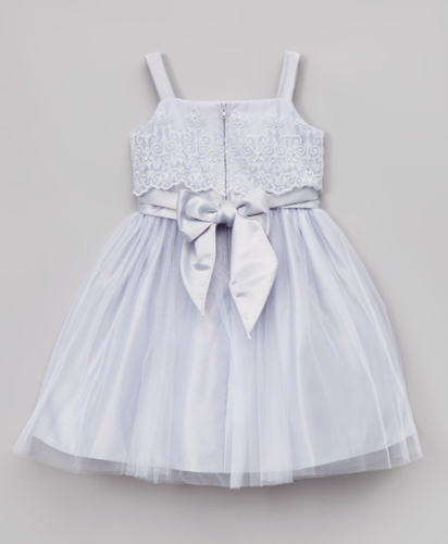 Sweet Kids Silver Embroidered Organza & Tulle Little Girls Dress Age 3 & 4 Years - Picture 2 of 3