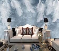 3D Gray Feather ZHUB10540 Wallpaper Wall Mural Removable Self-adhesive Ann