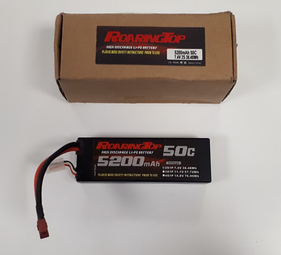 Batteria LiPo RoaringTop 50C 5200mAh 2S 7.4V HardCase Con Spina Deans - Per Auto RC