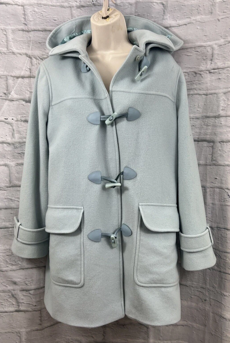 Four Seasons Duffle Coat Duck Egg Blue Size S 10 12 Wool Cashmere