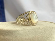 Sterling Silver Ring 5.27g Fine Jewelry Sz 9.25 Opalite Look Oval Bezel Stone