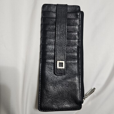 Lodis Black Leather Zippered ID, Coin Credit Card Holder Case