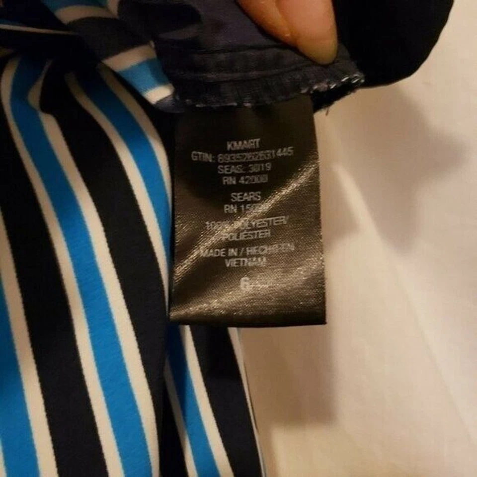 Pantalones cuadrados Attention para mujer talla 6 azul negro a rayas Foto 3 de 4