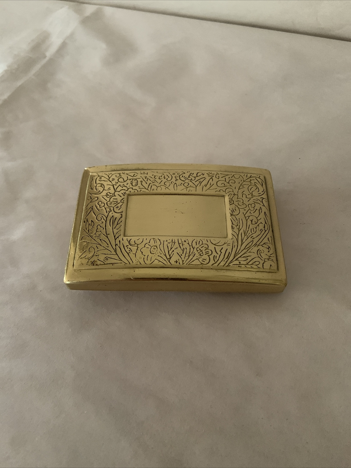 Brass Embossed Belt Buckle with Hidden Chamber Compartment Card Holder