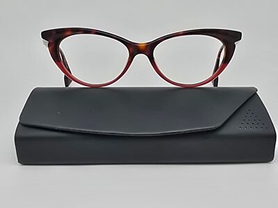 State Optical Co Monroe Tortoise Raspberry Cat Eye Eyeglasses Frame w/ Case USA