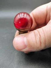 Vintage 1 3/4" Tall Ruby Red 1" Glass Ball Brass Lamp Finial