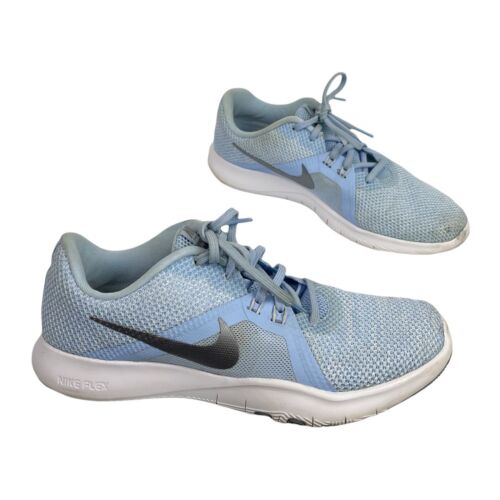 Nike FLEX Trainer 8 AMP Training Shoes Blue w Metallic Cool Grey Size 8