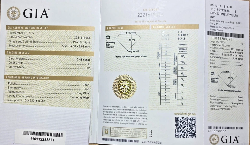 GIA Certified .48 ct I Si2 Pear Shape  Natural Loose  Diamond Pear Brilliant - Image 2 of 4