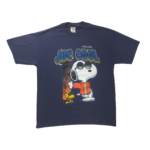 Vintage 90s Peanuts Snoopy Joe Cool Florida Vacation Graphic Tee Blue Large