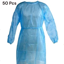Disposable Isolation Gown Polyester Medical and Dental Use Size L Large, 50 Pcs