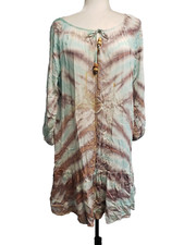 River + Sky Simone Blue/Tan Tie Dye Dress Size Medium Made in the USA