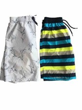 Lot Of 2-Boys Beach Swim Trunks Tommy Bahama Blue Marlin Wonder Nation Blue Lg