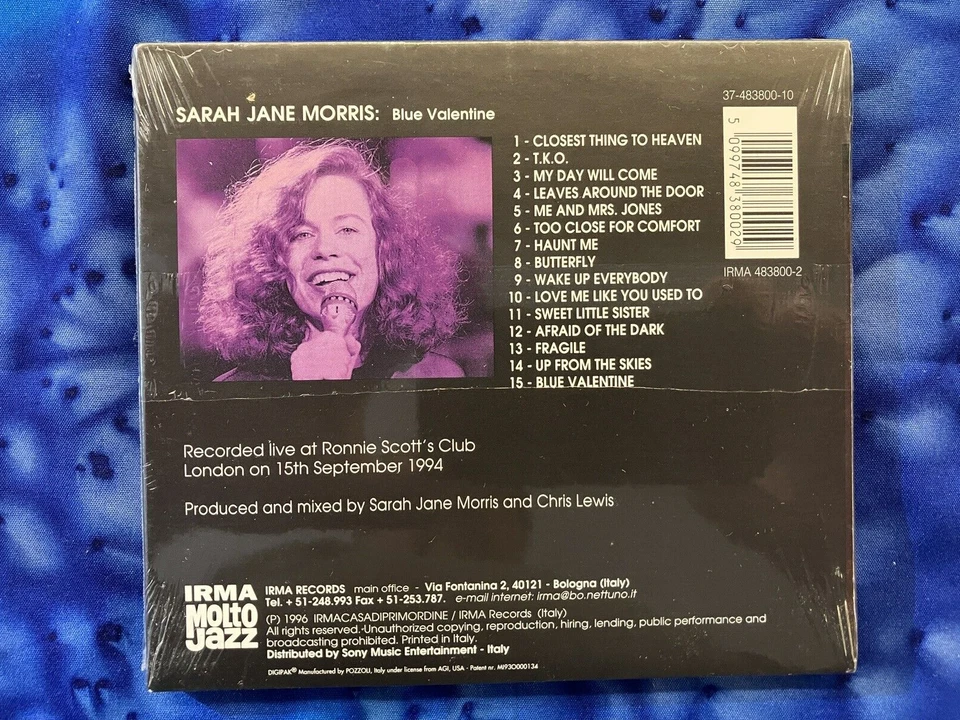 Sarah Jane Morris – Blue Valentine ; 1996 ITALY CD FACTORY SEALED DIGIPAK - Image 2 of 2