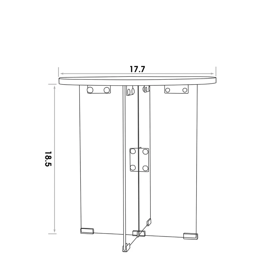 Ivinta Glass End Table for Small Space, Modern Round Side Table with Glass Legs - Image 3 of 4