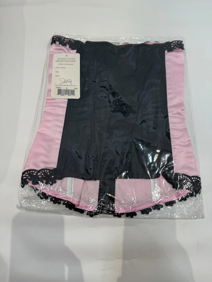 Corsé Shirley Of Hollywood bordado detalle encaje deshuesado top talla 34 rosa negro Foto 4 de 4