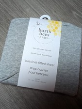 Burt's Bees Bassinet Fitted Sheet Organic 100 Cotton Gray Unisex 15" x 33"