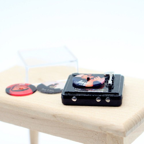 2 Set 1:12 Dollhouse Miniatures Vintage Retro Record Player W/ CD Party Bar - Picture 4 of 9