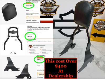 OEM Sportster Harley 04-22 Detachable Sissy Bar Passenger Backrest Sporty
