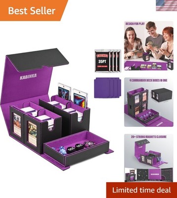 Card Deck Box for MTG Commander, Holds 400+ Double-Sleeved Cards, 5 IN 1 Deta...