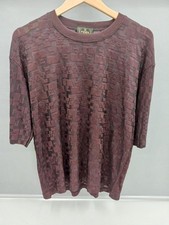 FENDI Women  s Wine Red Sheer Top, 25" Length, 39" Bust, Short Sleeve