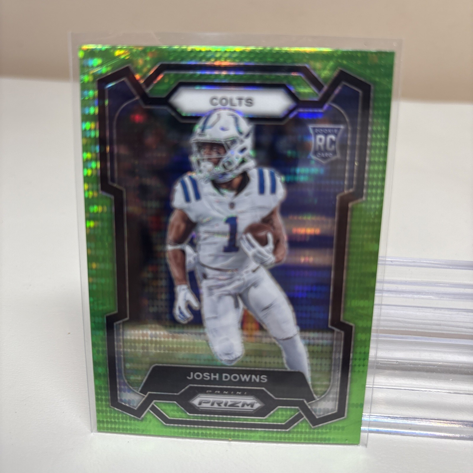 2023 Panini Prizm #345 Josh Downs Neon Green Pulsar