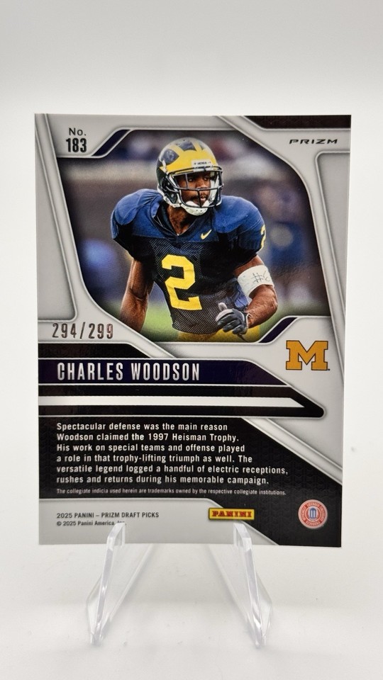 2025 Panini Prizm Draft Picks - Charles Woodson #183 Blue Wave Prizm ...
