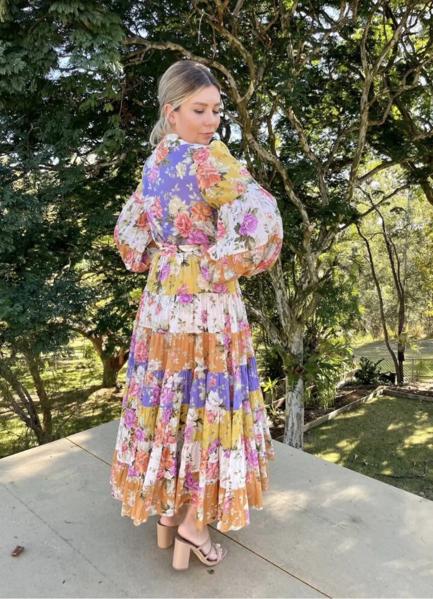 Zimmermann Pattie Wrap Midi Dress Size 3 AU 14 US 10 Floral