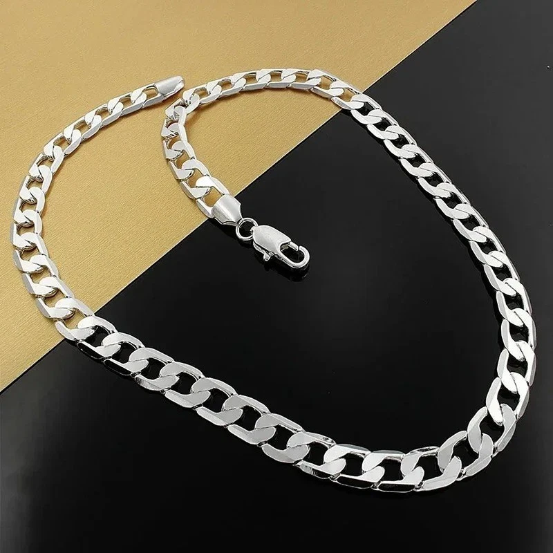 925 Sterling Solid Silver Chain Necklace Jewelry for Women Men Fashion Gift - product detail image 6