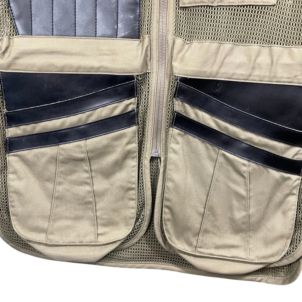 Cabela's Outdoor Small Reg Vest Hunting Polyester Knit Mesh Leather Trim - Image 2 of 4