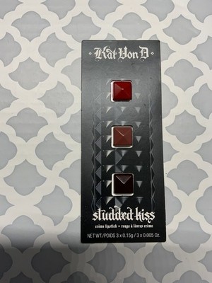 Kat Von D Studded Kiss Cream Lipstick 3 Sample Pack Outlaw Lolita Vampira 