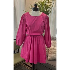 Maeve Anthropologie Pink Women’s Puff Sleeve Mini Dress Sz Large Barbie Preppy