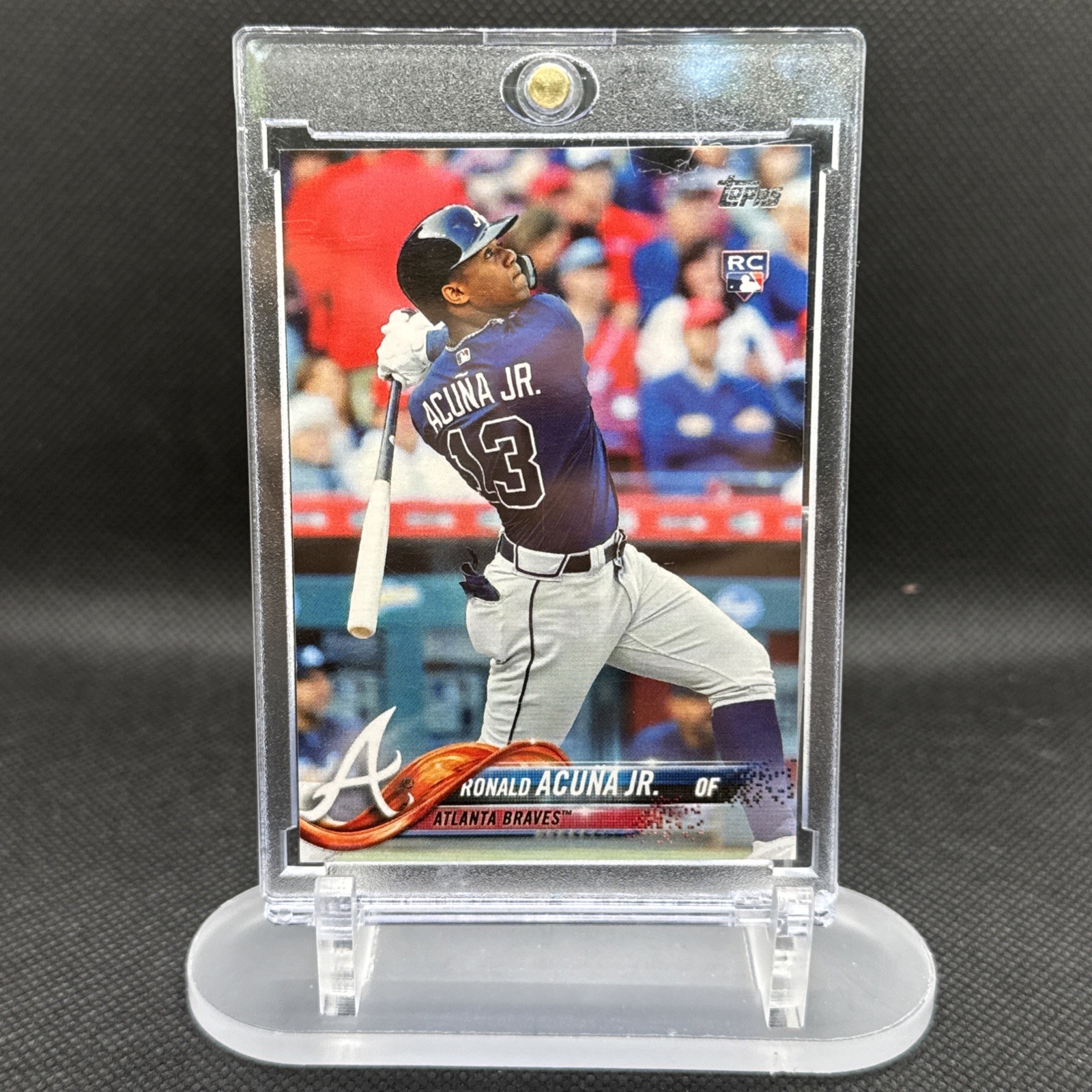 2018 Topps RONALD ACUNA JR Rookie Variation #698 "Bat Down" Encased SSP RC