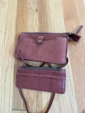 American Leather Co Womens Austin Crossbody Purse With Wallet Brandy Smooth New
