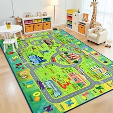 Chicrug 6X9 Car Road Area Rug For Kids Playroom Bedroom Non Slip Pile Washable