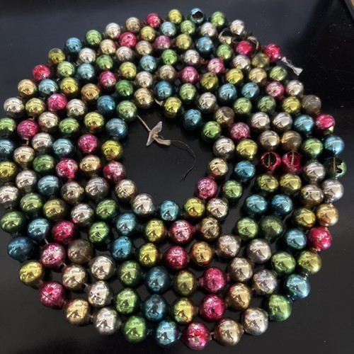 Vintage 104” Multi Color Mercury Glass Bead 3/5” Beads Christmas Garland Japan