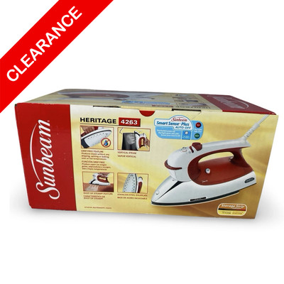 Sunbeam Heritage 4263 Iron Vintage-Style Auto-Off Steam Red White
