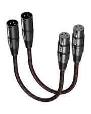 2 Pack 1 Ft XLR Microphone Cable Braided 3-Pin Male to Female Balanced Cord