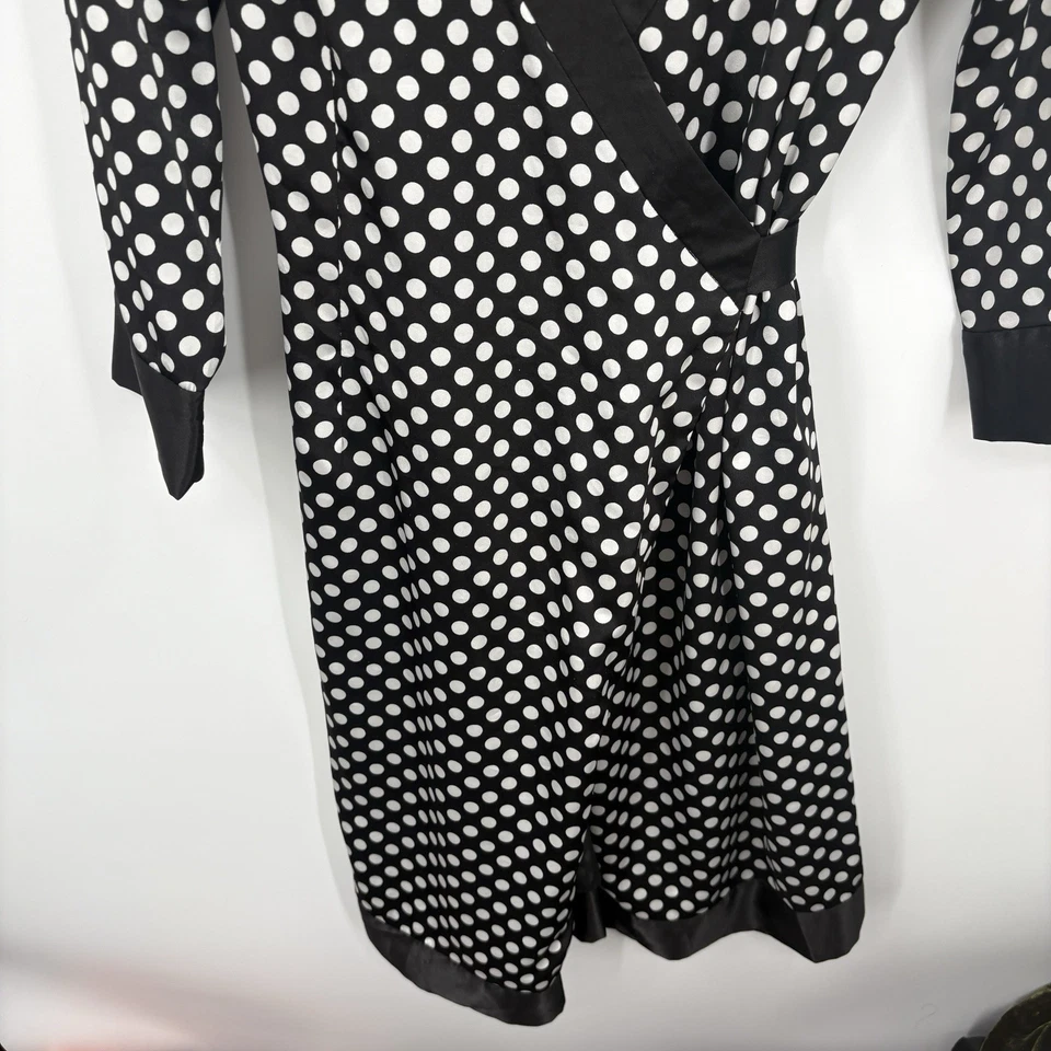 Diane Von Furstenberg Silk Midi Wrap Dress Womens 8 Polka Dot Luxury Clsssic 90s - Image 4 of 4