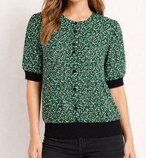 Vintage 80s Taurus II Green Floral Button Up Top Women’s Small USA Made