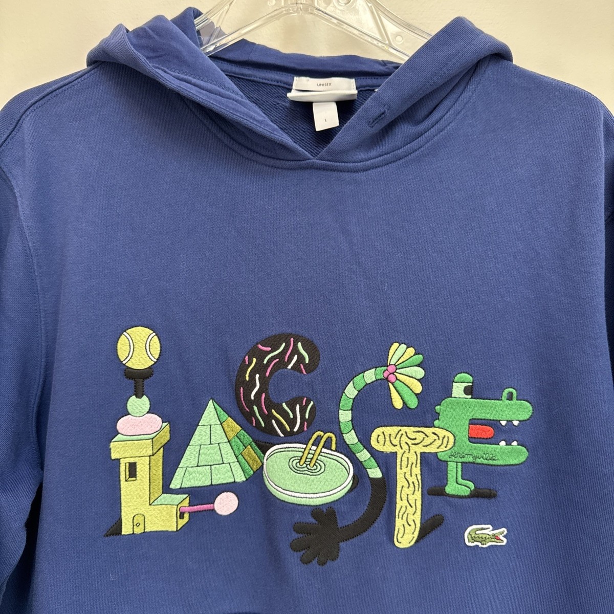 Lacoste x Jeremyville Hoodie UNISEX Large Sweatshirt Graphic Print 
